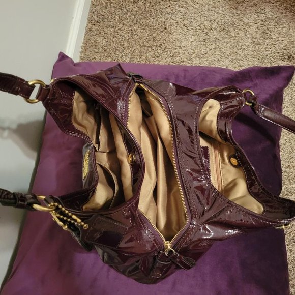 Coach Purple Patten Leather Handbag - Picture 3 of 5